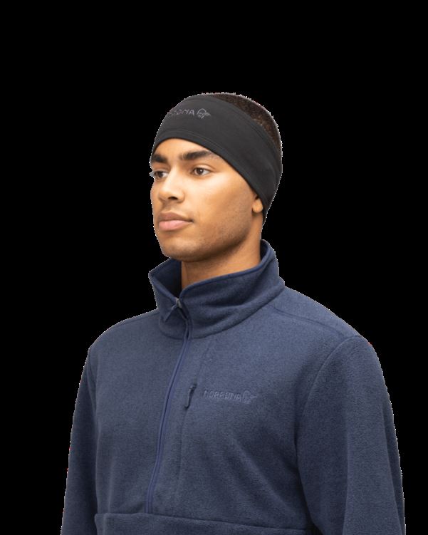 Norrona Unisex Genaaide Powerstretch Hoofdband Kaviaar Zwart