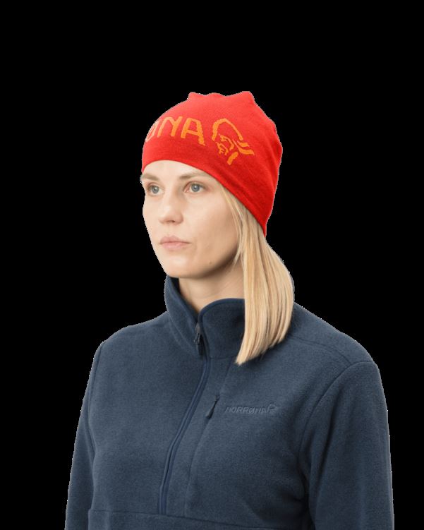 Norrona Unisex /29 Dun Logo Beanie Oranje Popsicle/arednalin