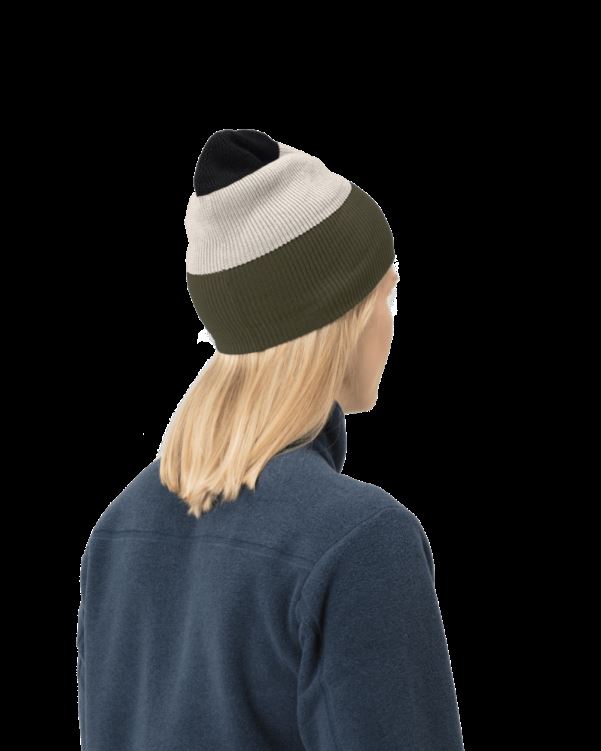 Norrona Unisex /29 Gestreepte Middelzware Beanie Olijf Night/snowdrop