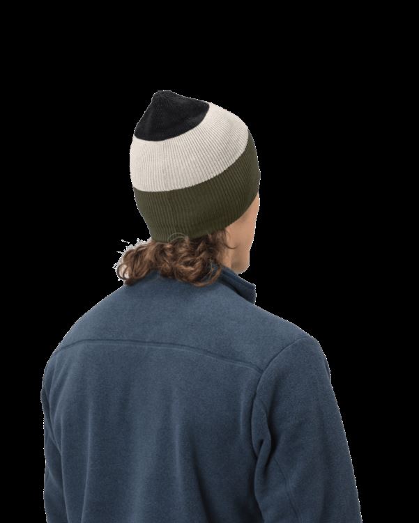 Norrona Unisex /29 Gestreepte Middelzware Beanie Olijf Night/snowdrop