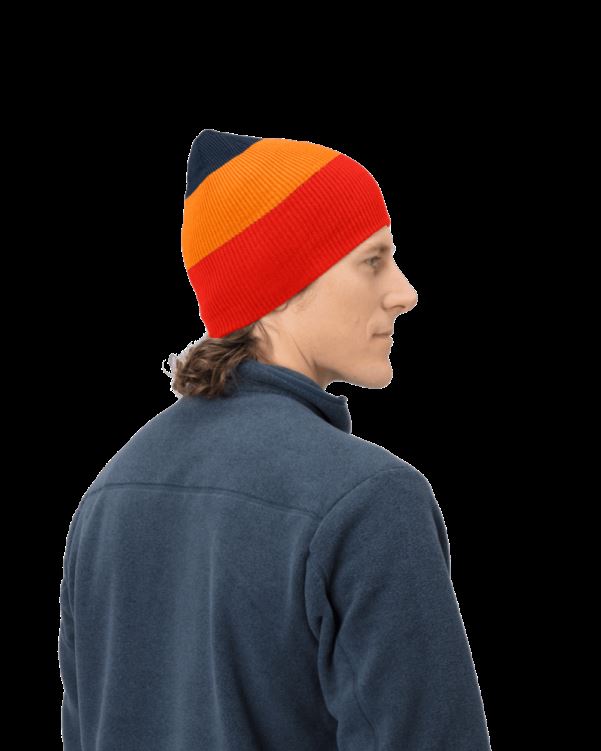 Norrona Unisex /29 Gestreepte Middelzware Beanie Arednalin/oranje Ijslolly