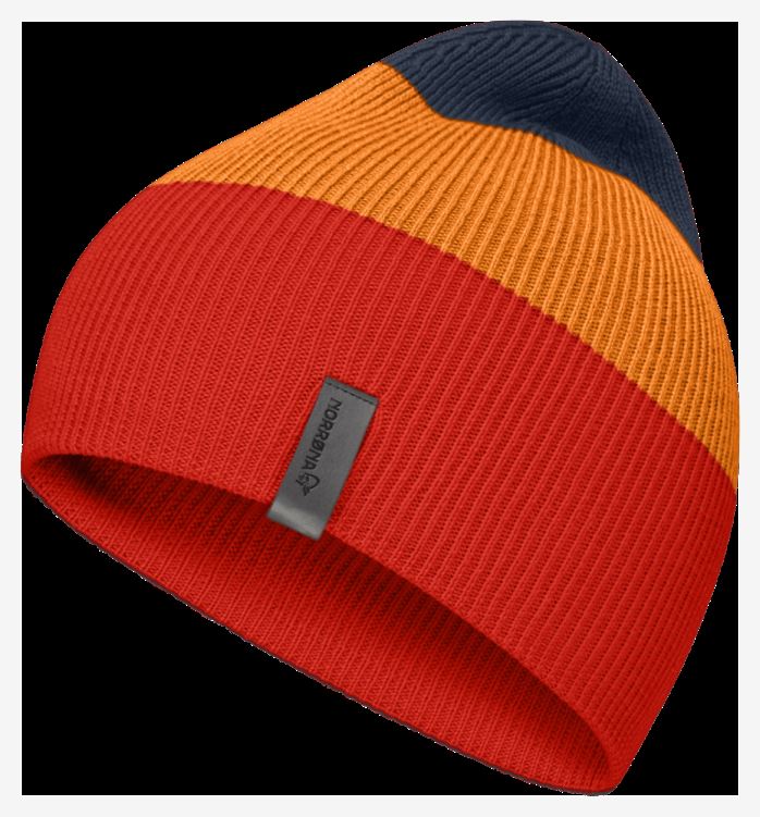 Norrona Unisex /29 Gestreepte Middelzware Beanie Arednalin/oranje Ijslolly