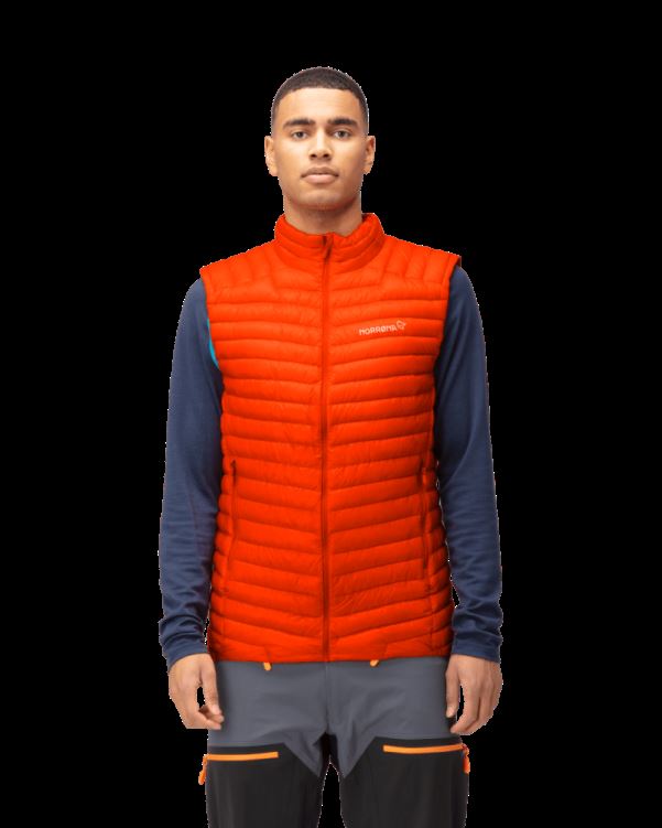 Norrona Heren Trollveggen Superlight Down850 Bodywarmer Adrenaline Rood