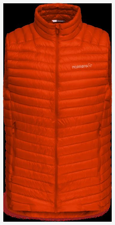Norrona Heren Trollveggen Superlight Down850 Bodywarmer Adrenaline Rood
