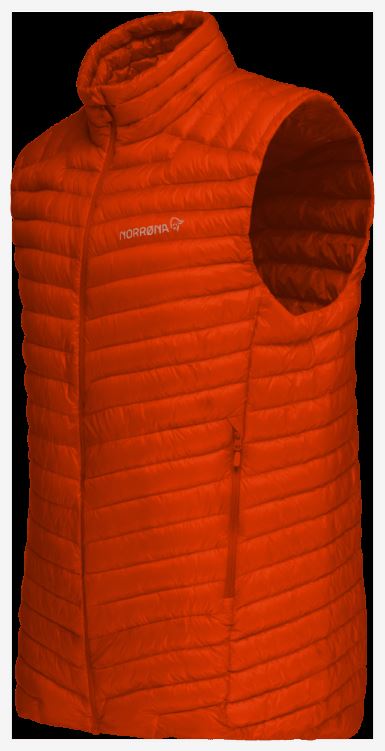 Norrona Heren Trollveggen Superlight Down850 Bodywarmer Adrenaline Rood