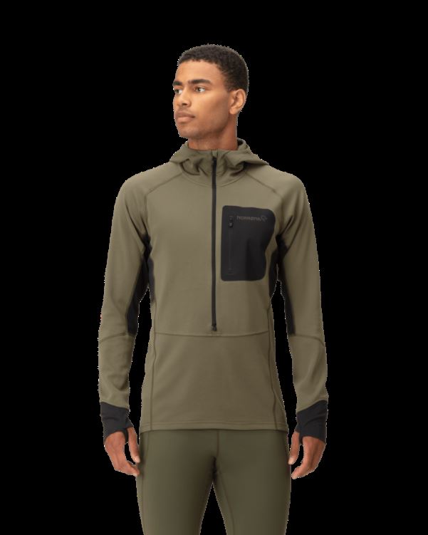 Norrona Heren Senja Warm1 Hood Olijf Nacht