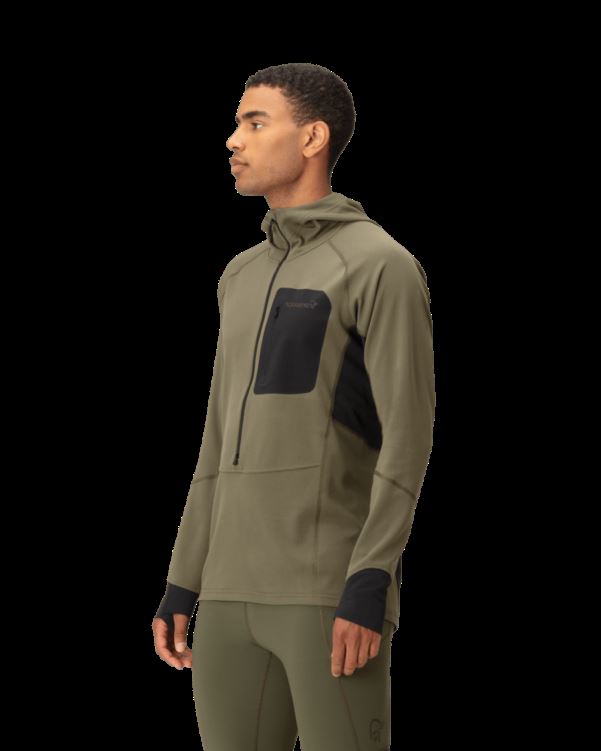 Norrona Heren Senja Warm1 Hood Olijf Nacht