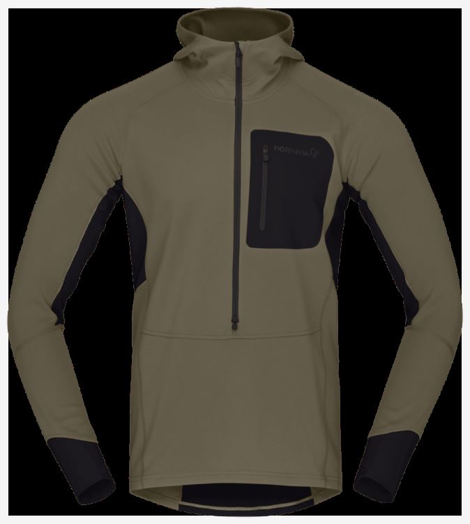 Norrona Heren Senja Warm1 Hood Olijf Nacht