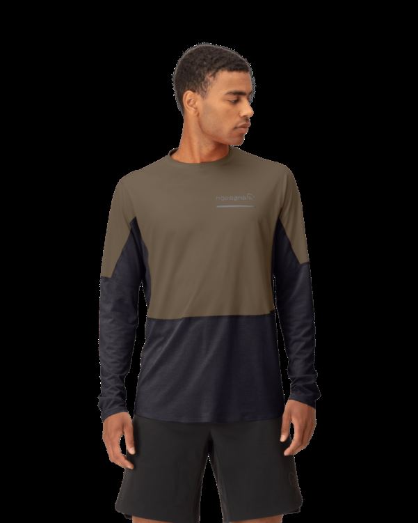 Norrona Heren Senja Equalizer Lichtgewicht Lange Mouw Olijf Nacht