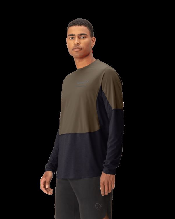 Norrona Heren Senja Equalizer Lichtgewicht Lange Mouw Olijf Nacht