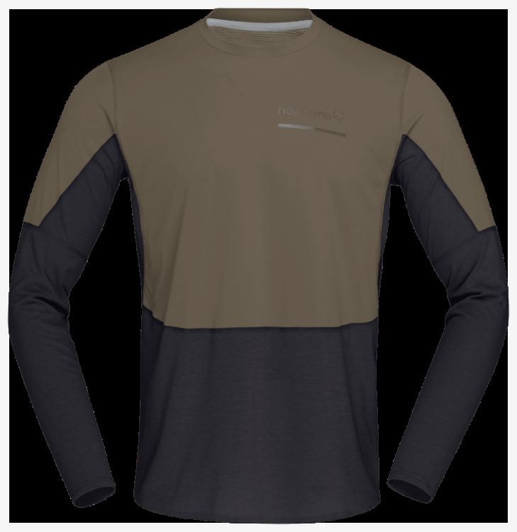 Norrona Heren Senja Equalizer Lichtgewicht Lange Mouw Olijf Nacht