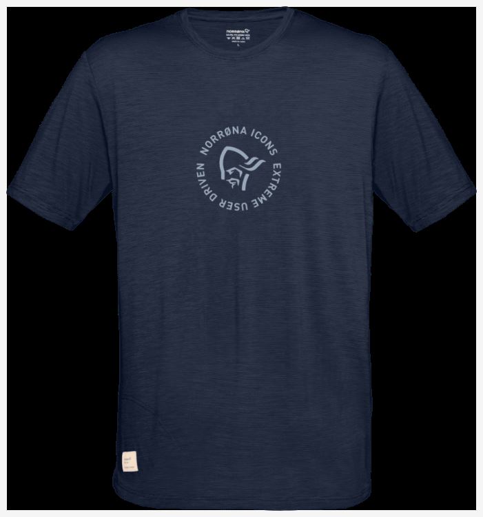 Norrona Heren Svalbard Wollen T-shirt Indigo Nacht/blauw Mist