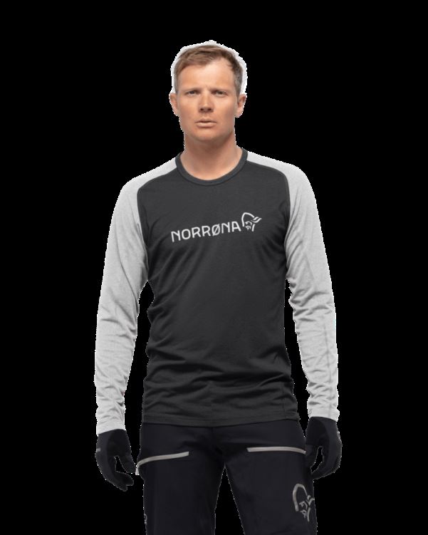Norrona Heren Fjr Equalizer Lichtgewicht Lange Mouw Kaviaar/lichtgrijs