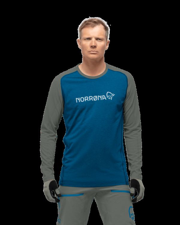 Norrona Heren Fjr Equalizer Lichtgewicht Lange Mouw Mykonos Blauw/castor Grijs