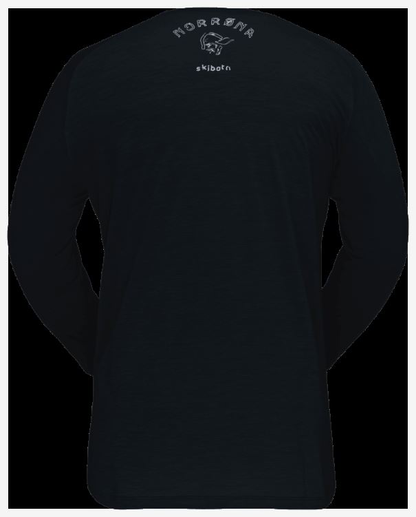 Norrona Heren Skibotn Wollen 3/4 T-shirt Caviar Zwart