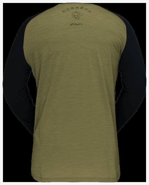 Norrona Heren Skibotn Wollen 3/4 T-shirt Olijfgroen