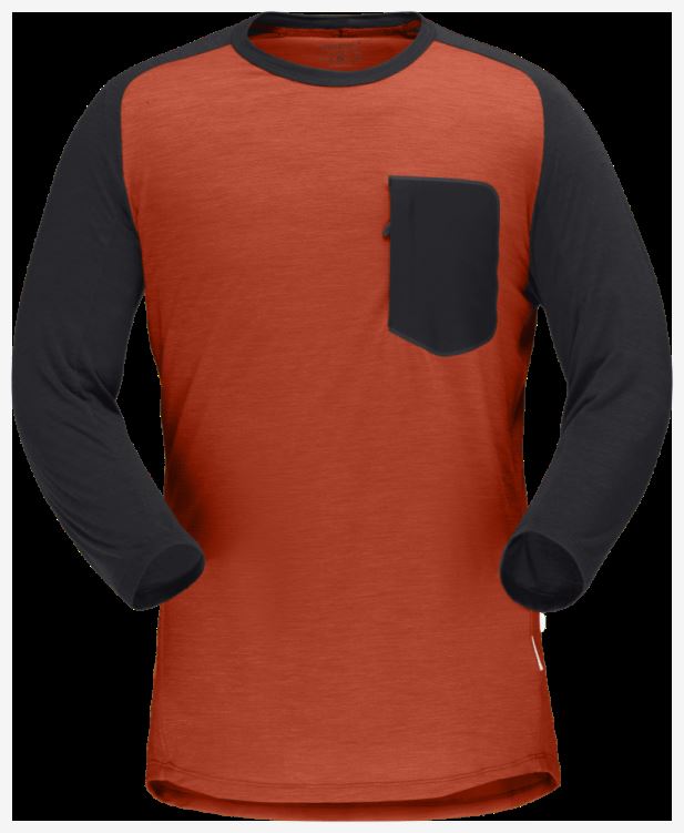 Norrona Heren Skibotn Wollen 3/4 T-shirt Rooibos Thee