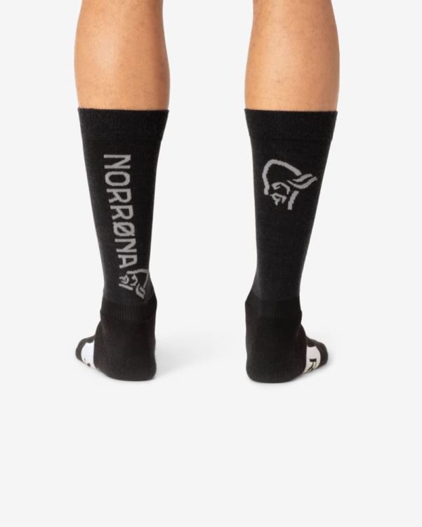 Norrona Unisex Senja Merino Lichtgewicht Sokken Lang Caviar Zwart