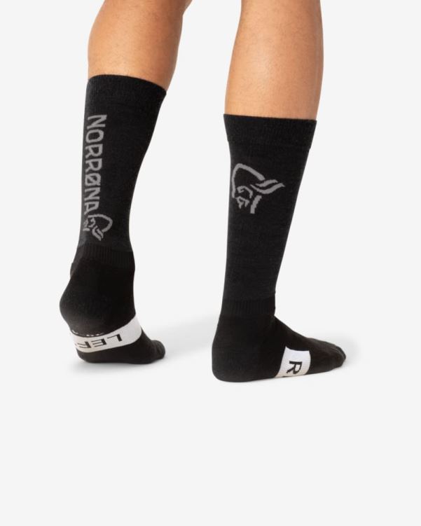 Norrona Unisex Senja Merino Lichtgewicht Sokken Lang Caviar Zwart