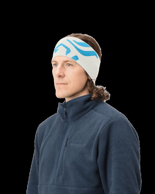 Norrona Unisex /29 Mega Logo Hoofdband Snowdrop/aquarius