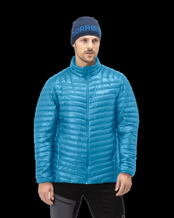 Norrona Heren Trollveggen Superlight Down850 Jas Hawaiian Surf Blauw