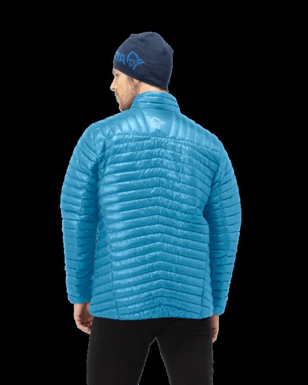 Norrona Heren Trollveggen Superlight Down850 Jas Hawaiian Surf Blauw