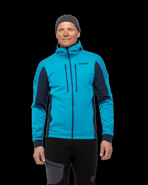 Norrona Trollveggen Powerstretch Pro Zip Hood Hawaiian Surf Blue Voor Heren