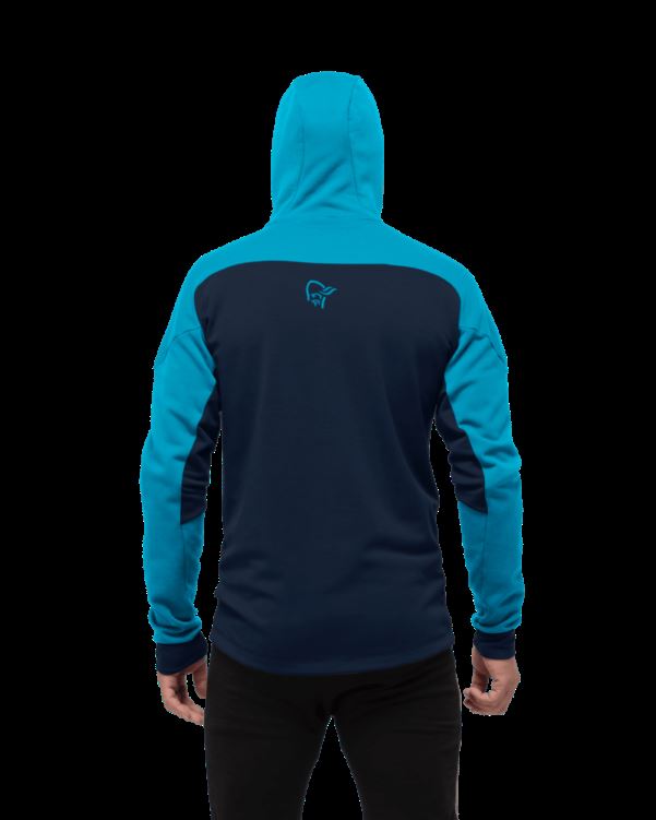 Norrona Trollveggen Powerstretch Pro Zip Hood Hawaiian Surf Blue Voor Heren