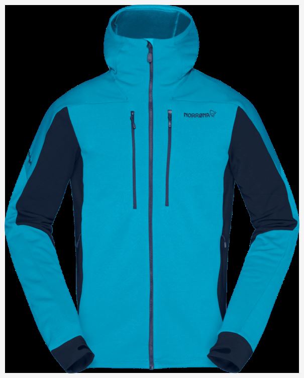Norrona Trollveggen Powerstretch Pro Zip Hood Hawaiian Surf Blue Voor Heren
