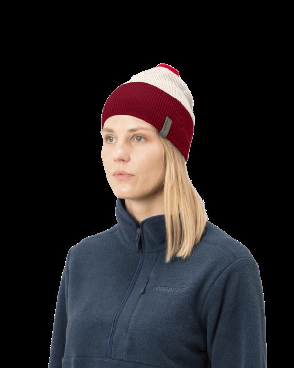 Norrona Unisex /29 Gestreepte Middelzware Beanie Rabarber