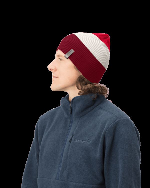 Norrona Unisex /29 Gestreepte Middelzware Beanie Rabarber