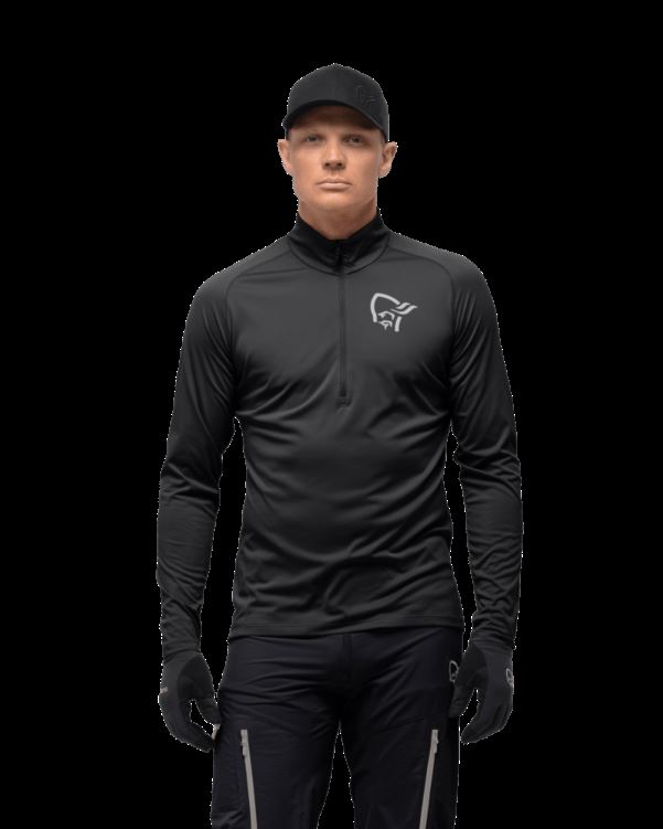 Norrona Heren Fjr Equalizer Lange Mouw Zip Top Kaviaar Zwart