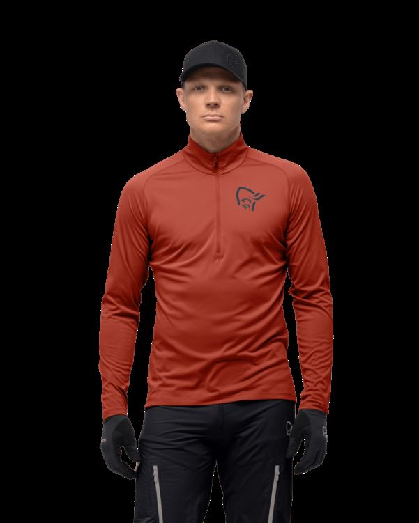 Norrona Heren Fjr Equalizer Top Met Lange Mouwen En Rits Rooibos Tea/indigo Night