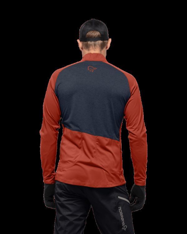 Norrona Heren Fjr Equalizer Top Met Lange Mouwen En Rits Rooibos Tea/indigo Night