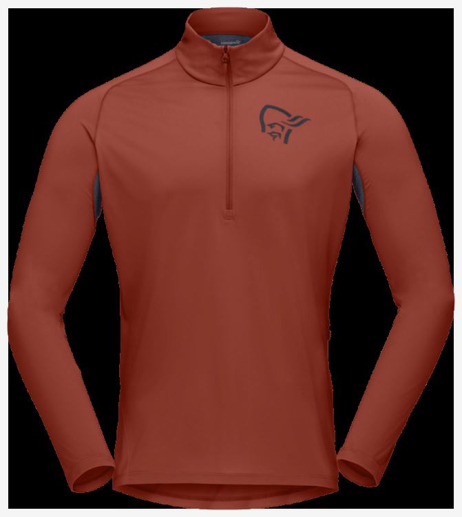 Norrona Heren Fjr Equalizer Top Met Lange Mouwen En Rits Rooibos Tea/indigo Night