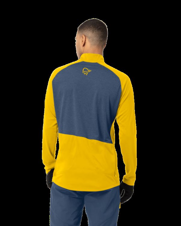 Norrona Fjr Equalizer Herentop Met Lange Mouwen En Rits, Sulphur/vintage Indigo