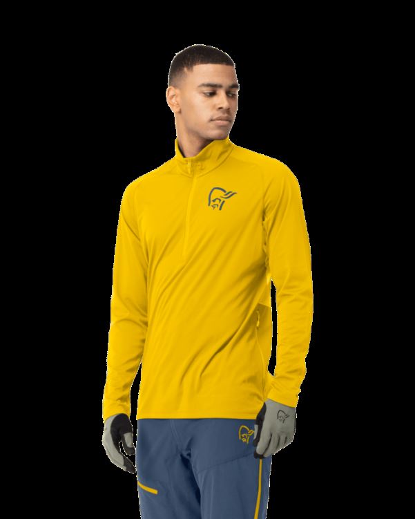 Norrona Fjr Equalizer Herentop Met Lange Mouwen En Rits, Sulphur/vintage Indigo