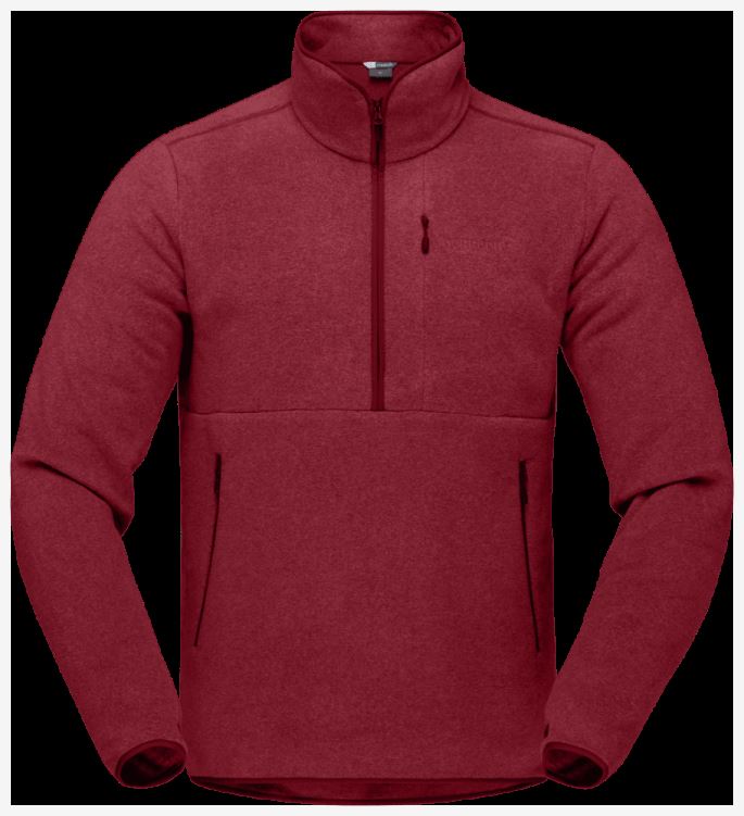 Norrona Unisex Warm2 Halve Rits Rabarber Melange