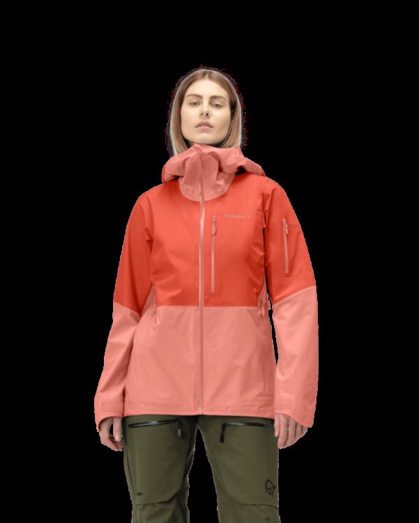 Norrona Dames Lofoten Gore-tex Jas Oranje Alert/perzik Amber