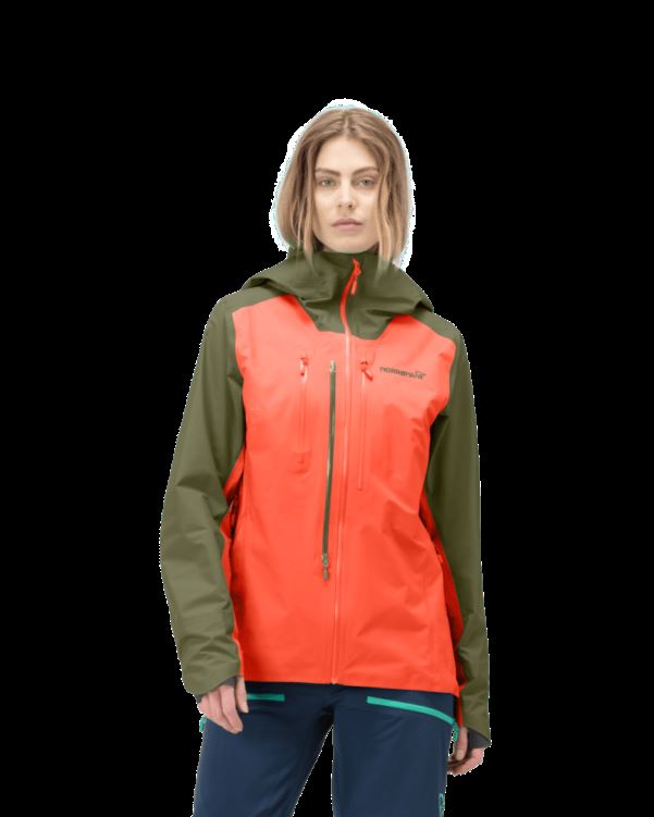 Norrona Lyngen Gore-tex Damesjack Olijfgroen Night/oranje Alert