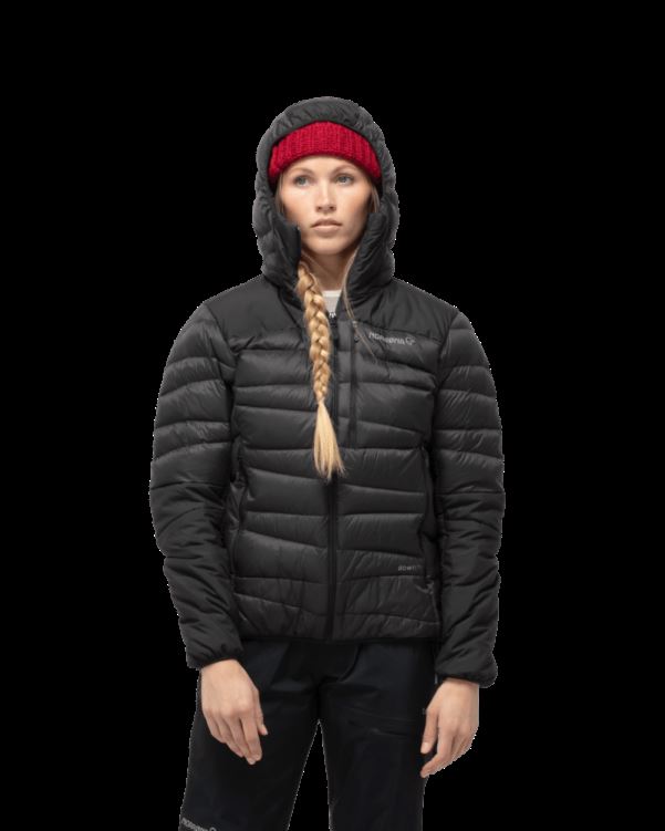 Norrona Falketind Down750 Damescapuchon Caviar Zwart