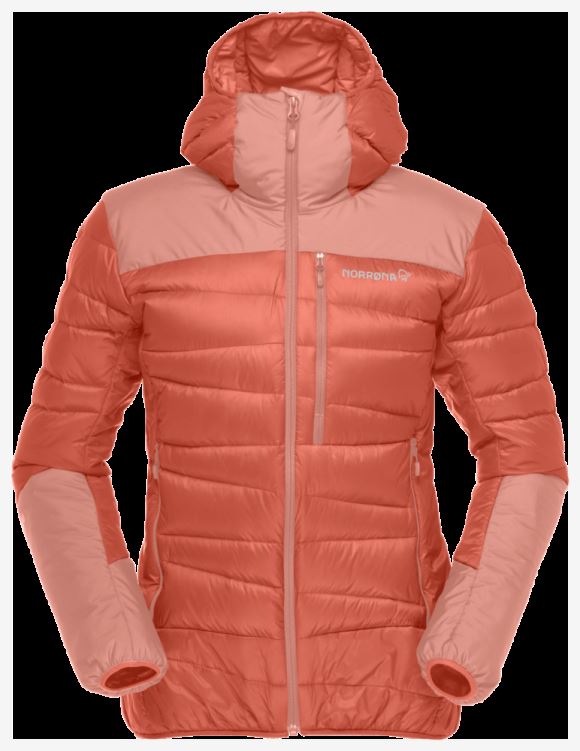 Norrona Falketind Down750 Damescapuchon Oranje Alert/perzik Amber