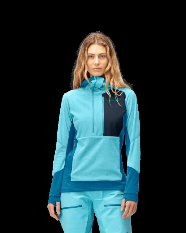 Norrona Lofoten Thermal Pro Hood Aquarius/hawaiian Surf Voor Dames