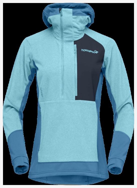 Norrona Lofoten Thermal Pro Hood Aquarius/hawaiian Surf Voor Dames