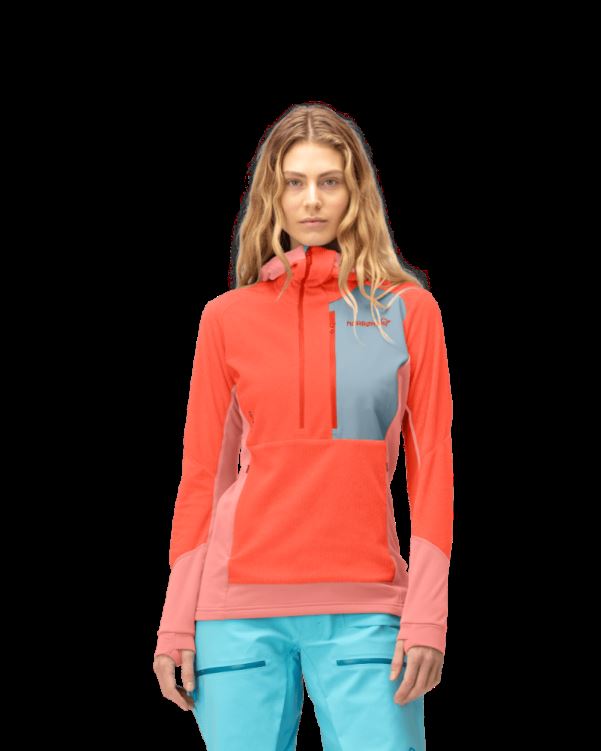 Norrona Dames Lofoten Thermal Pro Capuchon Oranje Alert/perzik Amber