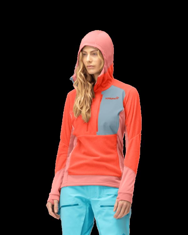 Norrona Dames Lofoten Thermal Pro Capuchon Oranje Alert/perzik Amber