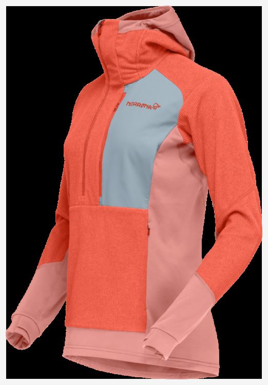 Norrona Dames Lofoten Thermal Pro Capuchon Oranje Alert/perzik Amber