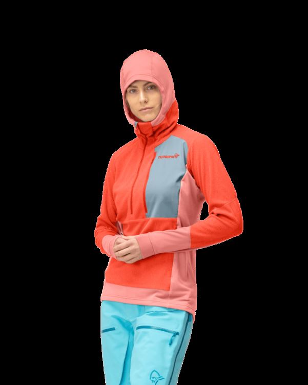 Norrona Dames Lofoten Thermal Pro Capuchon Oranje Alert/perzik Amber