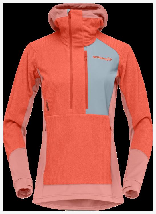 Norrona Dames Lofoten Thermal Pro Capuchon Oranje Alert/perzik Amber
