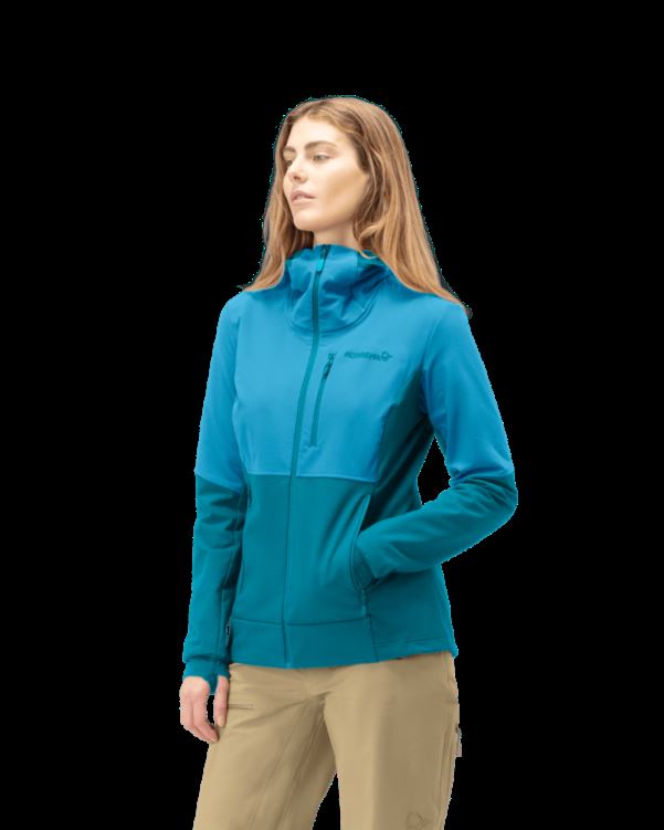Norrona Dames Lofoten Hiloflex200 Hood Aquarius/hawaiian Surf